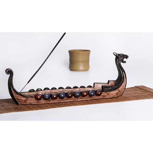 Ships decor Resin Viking Ships Incense Stick Holder Retro Ships Ornament Exquisite Beautiful Home Crafts Classic Decor Ornaments