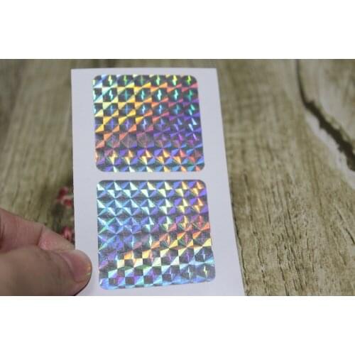 4cm Silver Hologram square stickers