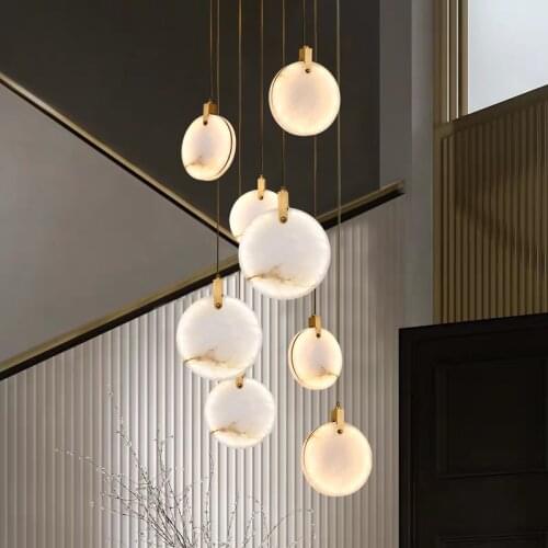 Marble pendant Light Kitchen Island Dining room led lustre nordic design Round stone suspension lamp fixtures