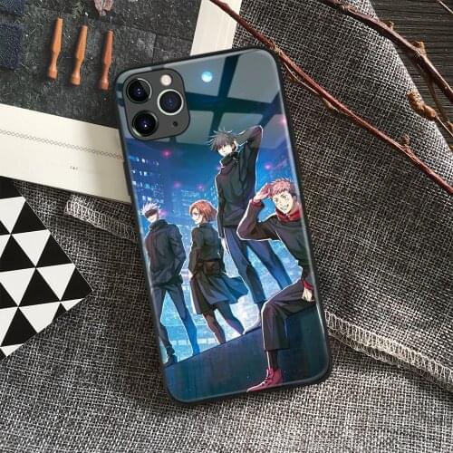 Jujutsu Kaisen Gojo Megumi Yuji Kugisaki Soft Tpu Glass Phone Case for IPhone SE 6s 7 8 Plus X Xr Xs 11 12 Mini Pro Max Samsung
