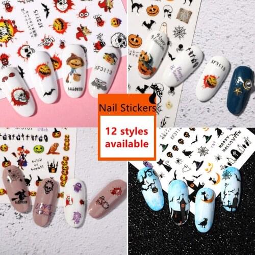 New 3D Nail Cool English Halloween Laser Nail Art Pumpkin DIY Set Nail Jewelry Design Nails Accessories Fashion Manicure Sticker