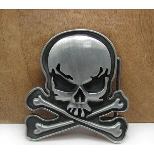 BuckleClub wholesale zinc alloy 3D skull belt buckle jeans gift belt buckle for men FP-02898-1 pewter finish 4cm width loop