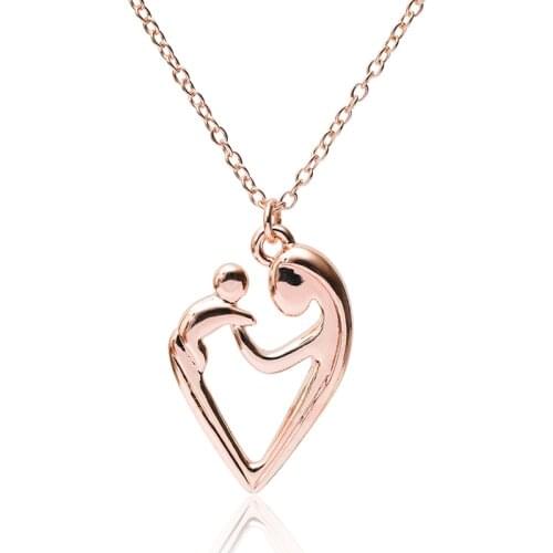 Rose Gold Color Pendant Necklace Parent-Child Mothers Day Theme Alloy Jewelry Adornment Heart-Shaped Mothers Love Necklace