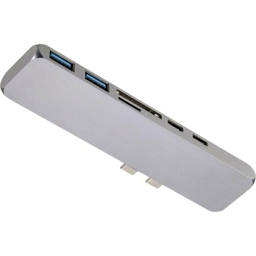 Pohiks 7-in-1 Dual USB Type-C Hub Computer Peripherals Multiport Card Reader 4K HDMI-compatible Adapter for MacBook Pro