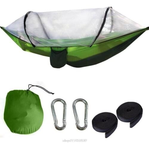 1-2 Person Portable Outdoor Hammock with Mosquito Net Parachute Camping Hanging Sleeping Bed Jy8 21 Dropship