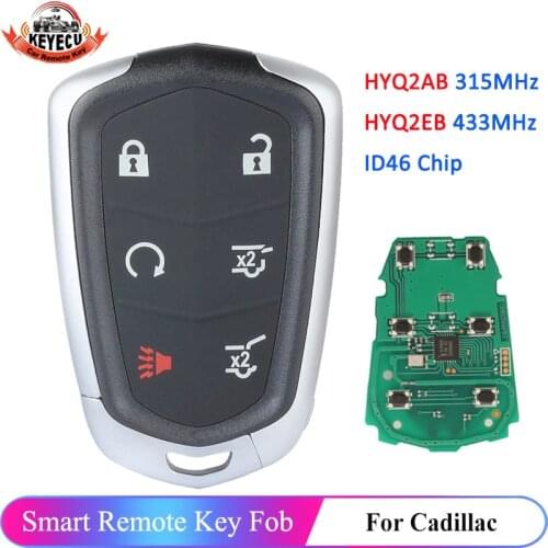 KEYECU Smart Remote Key Fob 6 Button 315MHz/433MHz for 2015 2016 2017 2018 Cadillac Escalade HYQ2AB HYQ2EB