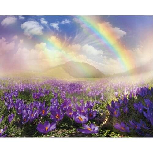 Rainbow Purple Flower Ocean Backdrop Baby Shower Party Birthday Room Decor Photo Booth Studio Prop