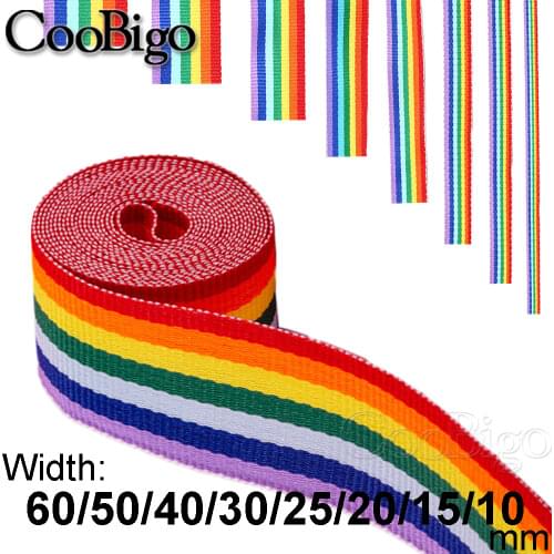 5 yards Rainbow Ribbon Webbing Strap Striped Trim Fabric Tape Trimmings for Sewing Clothes Decoration DIY Crafts Accessories