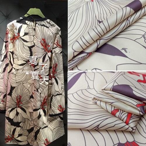 Polyester satin fabric dress high-end floral pattern custom fashion floral printed cloth diy patchwork z4