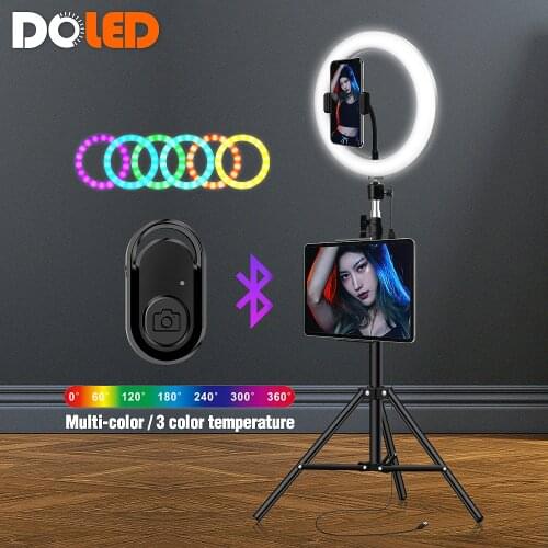 RGB Lamp Ring Light with Tripod Beauty Ringlight For YouTuber Vlogger Live Stream Taking Selfie Video Photo on YouTube Tiktok