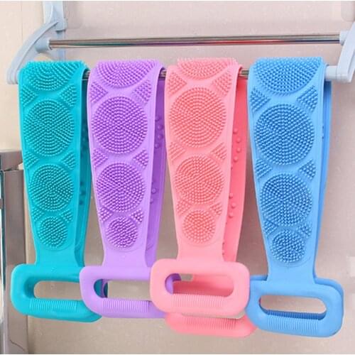 1PCS Soft Silicone Brushes Bath Towel Body Brush Bath Belt Exfoliating Massage Back Belt Wash Skin Household Clean Shower Brush