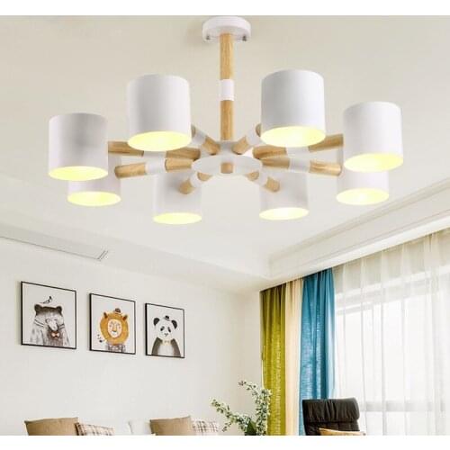 Nordic simple industrial style loft living room dining table iron art solid wood pendant light