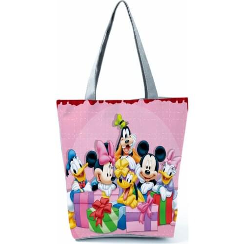 Mickey Mouse Printed Handbag High Capacity Cartoon Lady Shoulder Bag Shopping Bag Cute Disney Eco Reusable Bag Custom Pattern