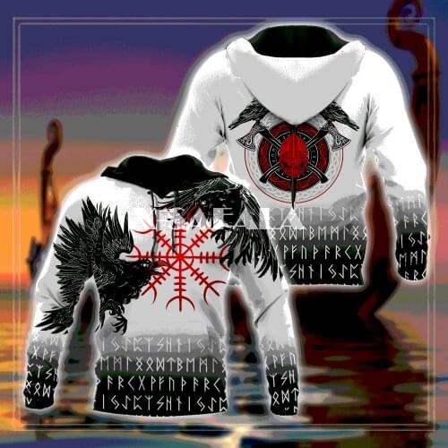 Odin Viking Raven Tattoo Viking 3D Full Print Size Hoodie Man Women Harajuku Outwear Zipper Pullover Sweatshirt Unisex-3