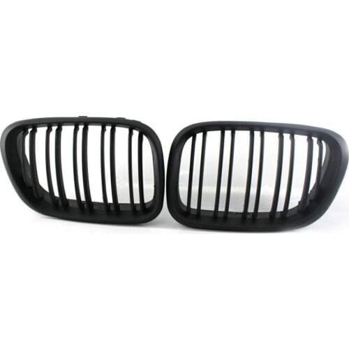 Carbon fiber is suitable for 2Pcs front grille of BMW X5 Series E53 with double-line left and right matte black ABS material