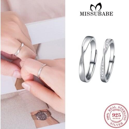 Lovers' Promise Opening Rings S925 Silver Geometry Couple Ajustable Open Finger Rings Fine Jewelry Gifts For Men Women Lovers