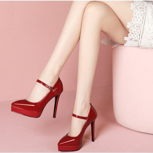Zapatos de mujer Fashion 12CM Ultra High Heels Women Pumps Patent Leather Sexy Stilettos Platform Shoes Ladies Party Pumps