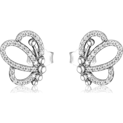 Butterfly Outlines Earring Studs 925 Sterling Silver Jewelry For Woman Make up Fashion Female Earrings Party Jewelry