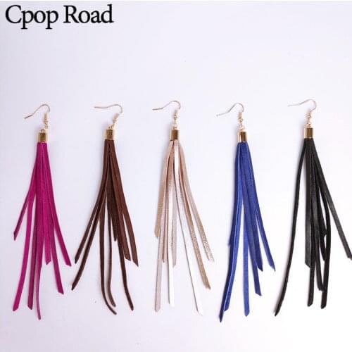 Cpop New Genuine Sheep Leather Earrings for Women Colorful Long Tassel Earrings Fashion Jewelry Accessories Hot Sale Gift 2019