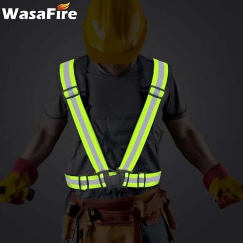 Unisex Outdoor Cycling Safety Vest Bike Ribbon Vest Bicycle Light Reflective Elastic Harness for night riding running Jogging