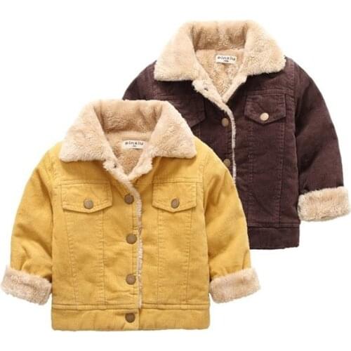 Winter Jacket For Girls Boys Coat Lamb Wool Thicken Corduroy Kids Warm Coat Kids Clothes Snowsuit Outerwear 1 2 3 4 5 Years 2019