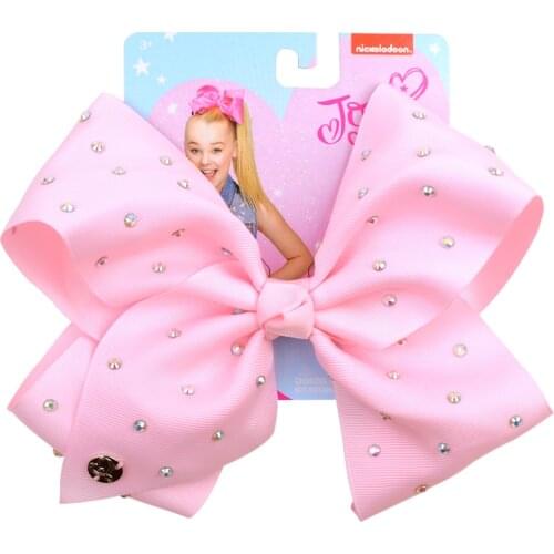 1 Piece JOJO Siwa Solid Rhinestone Hair Bows With Clip For Kids Girls Handmade Boutique Hair Clip Hairgrips Hair Accessories