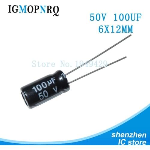 10pcs 50V100UF 6*12mm 100UF 50V 6*12 new aluminum electrolytic capacitor