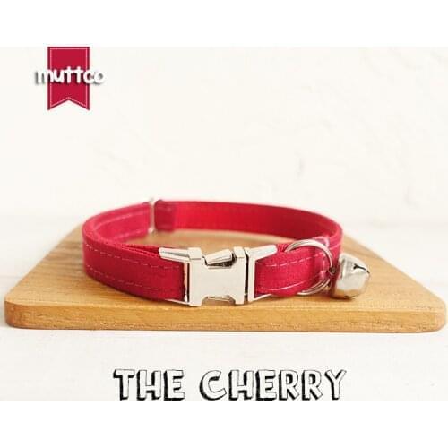 10pcs/lot MUTTCO Retailing special self-design THE CHERRY canvas cat collar 2 sizes UCC020