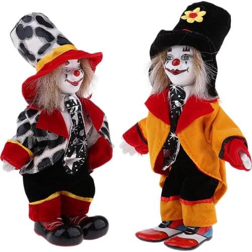 18cm 2PCS Handmade Ceramic Clown Doll Home Decoration Souvenirs Collection Art Toy Gifts