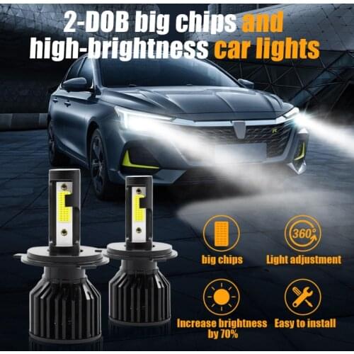 2pcs Car Mini Canbus LED Fog Lights H4 H7 LED Car Headlight 40W 8000LM 6000K Lamp H1 9005 9006 H11 Highlight Fog Lights Bulbs