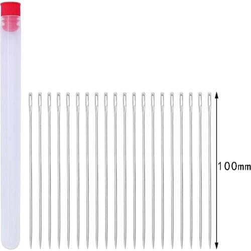 20pcs Large Eye Hand Sewing Needle Steel Stitching Needles for Leather Projects with Clear Bottle Home Hand Sewing Needle