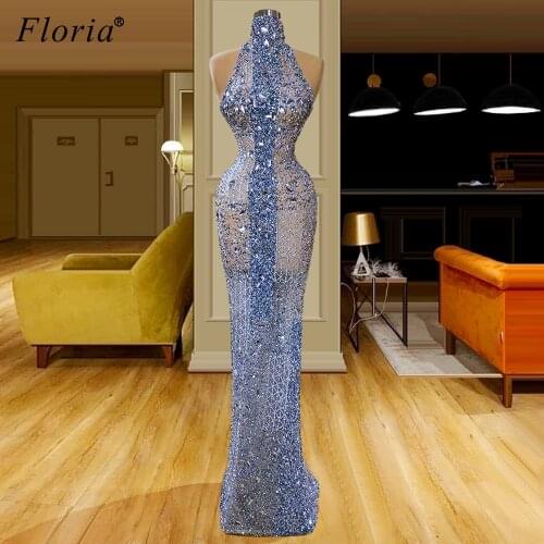 2020 Transparent Elegant Prom Dresses Long Sleeveless High Neck Cocktail Party Dresses For Women Evening Dress вечерние платья