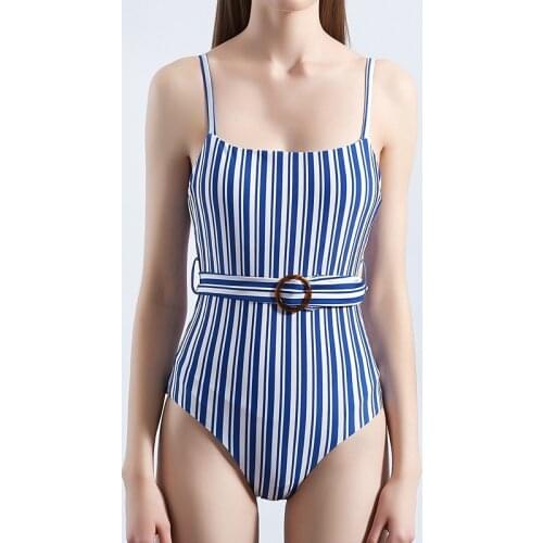 2021 One-piece Swimsuit Sexy Backless Striped Swimwear Push Up Summer Bodysuit Women Plus Size Swim Wear XXL Bathing Suit