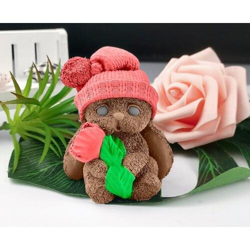 3D Animal Rabbit Bunny Shape Soap Candle Mold Silicone Mold Aroma Gypsum Plaster Resin Mould DIY Handmade Crafts Molds