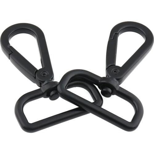 4PCS Metal Black Swivel Lobster Claw D Clasp Hooks Clips Durable Carabiner Clip Spring Key Chain Keyring For Bag 32mm Webbing