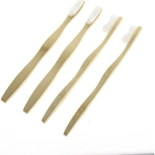 FDA Certification 4Pcs/Set 19cm Flat Handle Adult Natural Bamboo Eco Friendly Soft Bristle Travel Lot Brosse A Dent Tooth Brush
