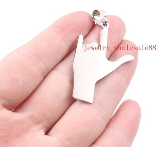 5pcs Lots Hand Pendant Stainless steel DIY jewelry Finding 28*42mm polished