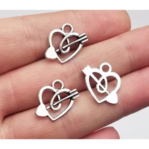 50pcs/lot--16x18mm, heart cham,Antique silver plated heart arrow charms,DIY supplies,Jewelry accessories