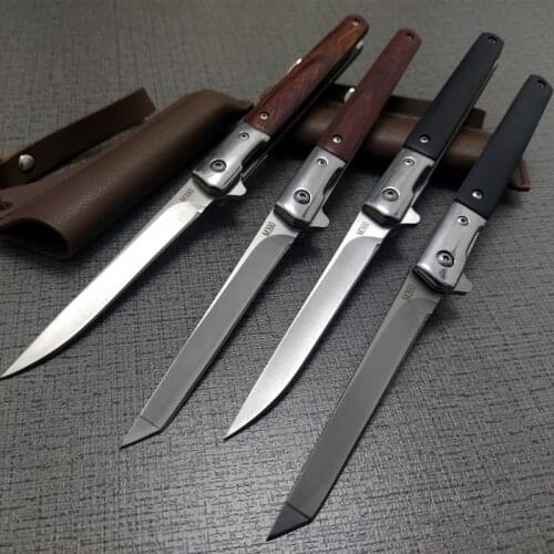 9.12'' Tactical Damascus M390 Folding knife Camping Knife Quick Opening Wood Handle Body Guard Knife Fruit Knife Pocket Knives