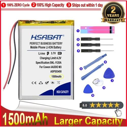 HSABAT 0 Cycle 1500mAh Battery for Cowon iAUDIO M3 X5 / M5 20GB / PPCW0401 PPCW0504 Replacement Accumulator
