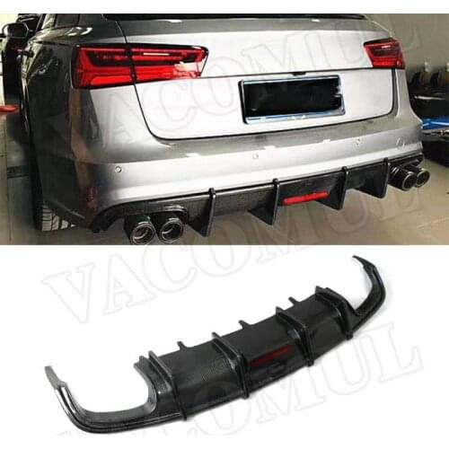 Carbon Fiber Rear Diffuser Lip Spoiler For Audi A6 S6 C7.5 Sline 2016-2018 (not for A6 Standard ) K style Car Bumper Guard