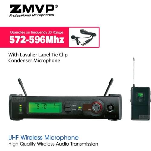 Professional SLX14 UHF Wireless Microphone Karaoke System with Cordless Bodypack Transmitter Lavalier Lapel Clip Mic 572-596Mhz