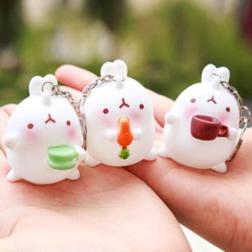 Lovely Cartoon Rabbit Car Key Ring Women Girls Bag Charm Pendant Keychain Jewelry Mini Car Accessories Decor