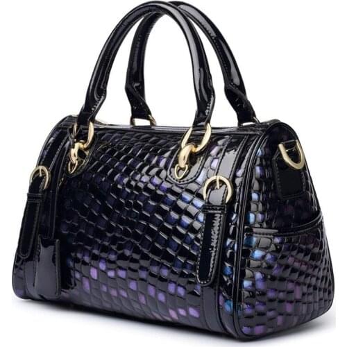 Ladies Genuine Leather Top-Handle Handbags,Patent Leather Fashion Handbags,Leopard Print Women Shoulder Bags,Crossbody