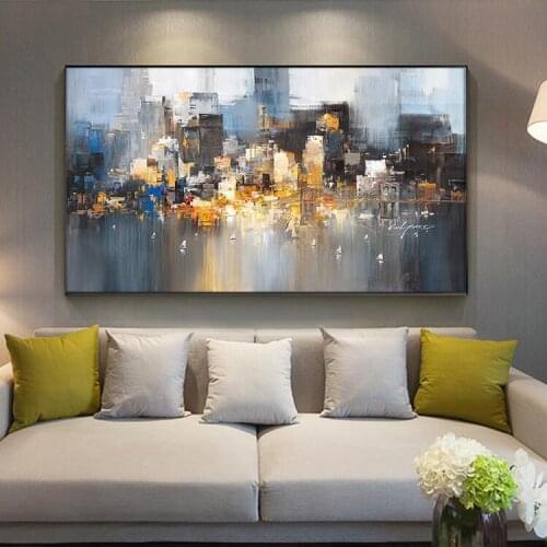 Nordic Decorative Painting Abstract City Architectural Mural Restaurant Sofa Wall Painting Living Room Painting Wall Canvas Art