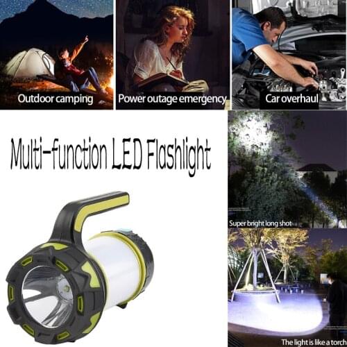 USB Rechargeable LED Flashlight Waterproof Multi-function Camping Searchlight For Outdoor Adventure Camping Emergency Lighting