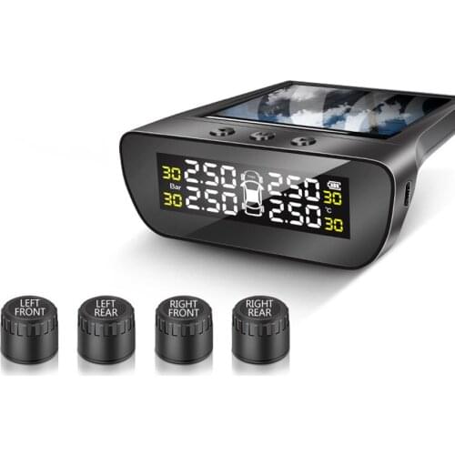 GPS Positioning Tire Pressure Monitor External Automobile Wireless Solar/UBS Charging Tyre Pressure Detection Alarm Systems TPMS
