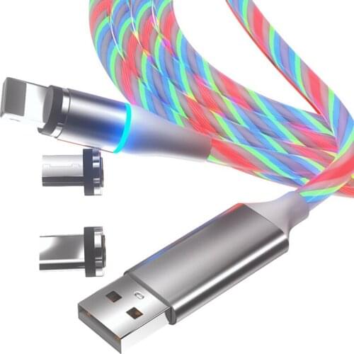 Flow USB Data Cable For iPhone 12 Pro Max 11 XS XR X 8 7 6S Luminous Micro USB Type C 3A Fast Charging Cable For Huawei Xiaomi