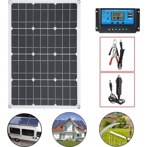 180W 12V Solar Panel Kit Dual USB Port with 20A LCD Display Solar Charge Cells Regulator Controller Protable car yacht RV Lights