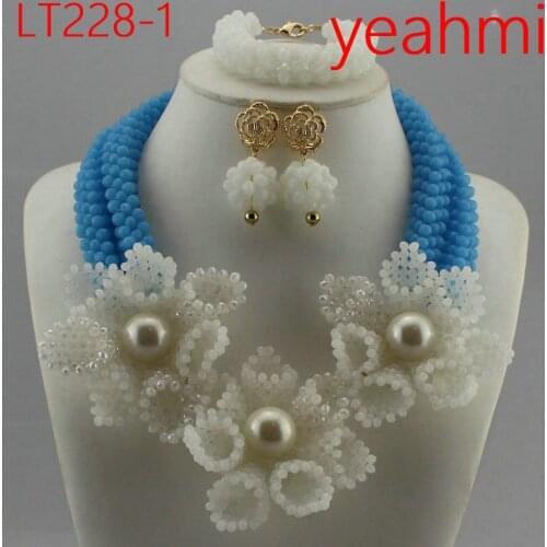 African Jewelry Sets Women Wedding Gold-color Imitated Crystal Necklace Set Fashion Bridal Ring Bracelet Earrings Accessories